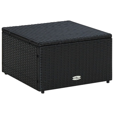 Puf 53 x 53 x 30 cm, polirattanowy, czarny