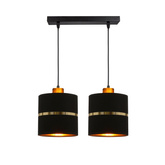 Lampa wisząca z abażurami Assam czarna złoty pasek podwójna do jadalni