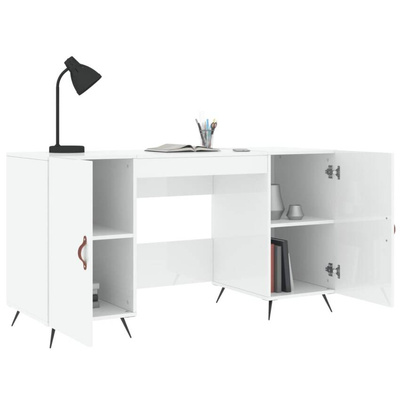 vidaXL Biurko białe z połyskiem, 140x50x75 cm, materiał drewnopochodny model standard