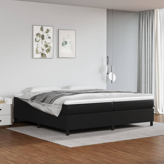 vidaXL Łóżko kontynentalne z materacem, czarne, ekoskóra 200x200 cm wariant 5