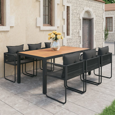 7-częściowy zestaw mebli ogrodowych, rattan PVC, czarno-brązowy