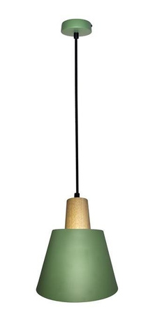 Lampa wisząca zielona metalowa + drewno Faro Ledea 50101260