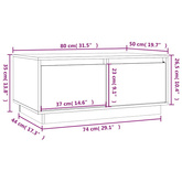 Stolik kawowy, czarny, 80x50x35 cm, lite drewno sosnowe