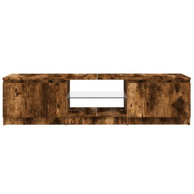 vidaXL Szafka pod TV, z LED, przydymiony dąb, 140 x 40 x 35,5 cm