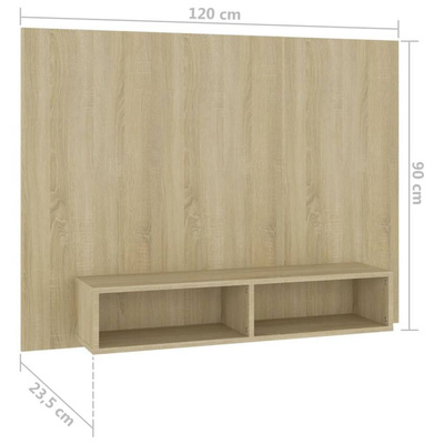 vidaXL Wisząca szafka pod TV, dąb sonoma, 120x23,5x90 cm
