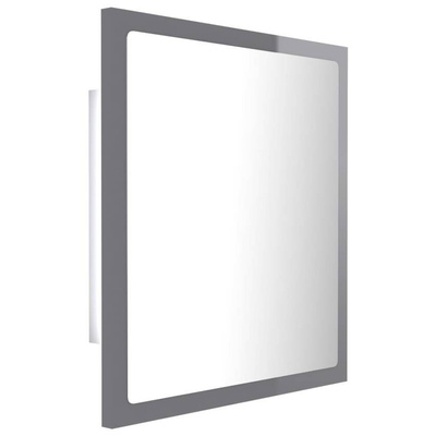 vidaXL Lustro łazienkowe LED, wysoki połysk, szare, 40x8,5x37cm, akryl