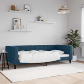 Sofa z funkcją spania, niebieska, 90x200 cm, obita aksamitem