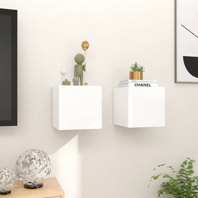 vidaXL Wiszące szafki telewizyjne, 2 szt., białe, 30,5x30x30 cm