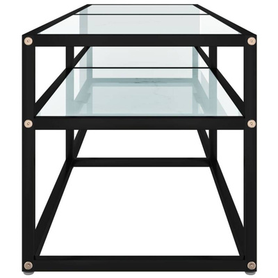 vidaXL Szafka pod TV, biały marmur, 140x40x40,5 cm, szkło hartowane