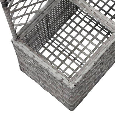 Donica z kratką i 2 wkładami, 58x30x107 cm, polirattan, szara