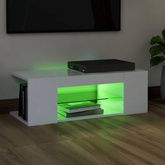 vidaXL Szafka TV z oświetleniem LED, wysoki połysk, biała, 90x39x30 cm
