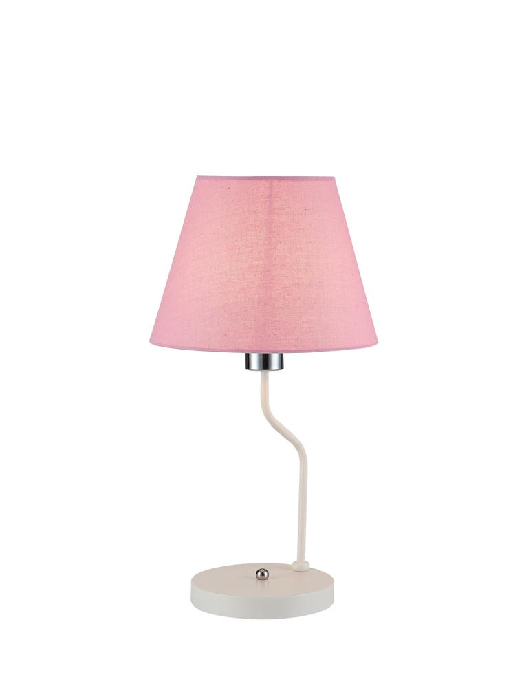 Lampka nocna York Ledea różowy klosz klasyczna z abażurem