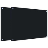 Panele ochronne do kuchni, czarne, 2 szt., 80x60 cm, szkło