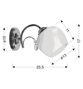 Kinkiet chrom szklany biały klosz z kryształem 40W Zachera Candellux 21-76984