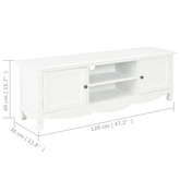 vidaXL Szafka pod TV, biała, 120 x 30 x 40 cm, drewniana