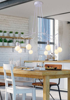 Lampa wisząca Basso 8-punktowa metalowa biała matowa nad stół do jadalni