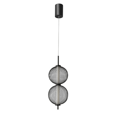 Lampa wisząca druciana PUMA z kloszami kulami 14 x 38 cm – designerskie oświetlenie salonu LED 3000K