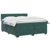 Łóżko Box Spring z materacem i LED Ciemnozielony 200 x 200 cm