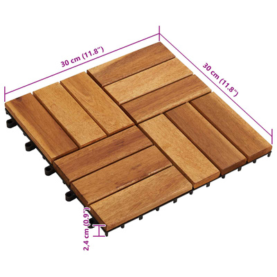 Płytka Tarasowa 10 pcs Brązowy 30 x 30 cm Drewno Akacjowe