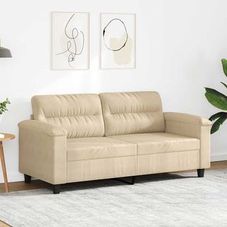 Sofa 2-osobowa, kremowy, 140 cm, tapicerowana mikrofibrą