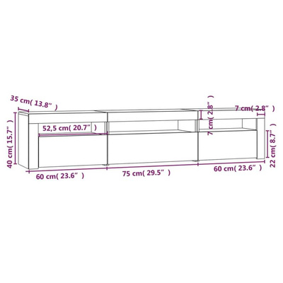 vidaXL Szafka pod TV z oświetleniem LED, biała z połyskiem195x35x40 cm