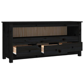 vidaXL Szafka pod TV, czarna, 114x35x52 cm, lite drewno sosnowe