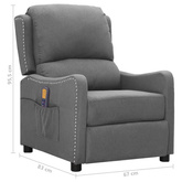 vidaXL Podnoszony fotel masujący, jasnoszary, tkanina model standard