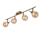 Lentini Lampa sufitowa listwa patynowy 4x40w g9 klosz bursztynowy