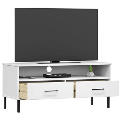 vidaXL Szafka pod TV OSLO, metalowe nóżki, biała, sosnowa model standard