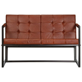 vidaXL Sofa 2-osobowa, brązowa, naturalna skóra kozia