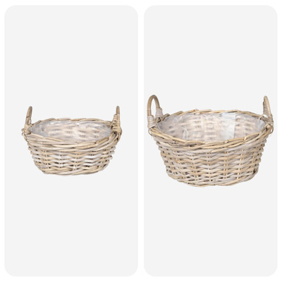 Kosz na rośliny 2 szt. Naturalna szarość Rattan Kubu