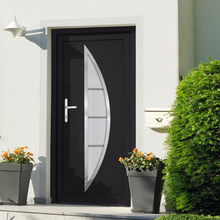 vidaXL Drzwi zewnętrzne, antracytowe, 98x190 cm, PVC