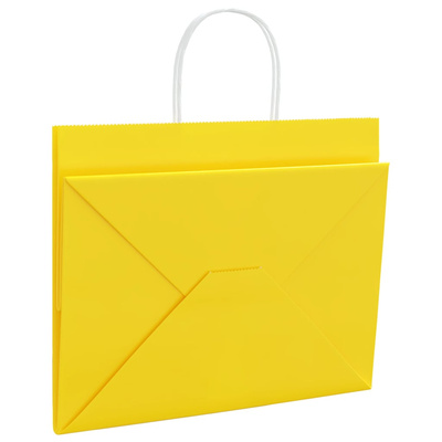 Torby papierowe 250 szt. z uchwytami żółte 32x22x24 cm