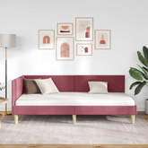 Rama łóżka narożnego Czerwone wino 100 x 200 cm tkanina