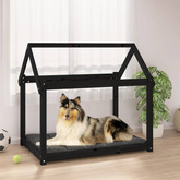 vidaXL Legowisko dla psa, czarne, 101x70x90cm, lite drewno sosnowe