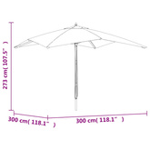 Parasol ogrodowy na drewnianym słupku, zielony, 300x300x273 cm