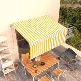 vidaXL Ręcznie zwijana markiza z zasłoną, 3x2,5 m, żółto-biała
