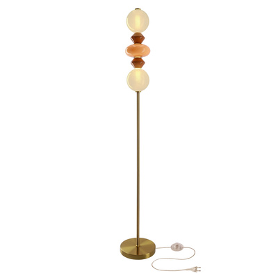 FLORES lampa podłogowa mosiężny+brązowy+pomarańczowy 15W LED 3000K klosz biały