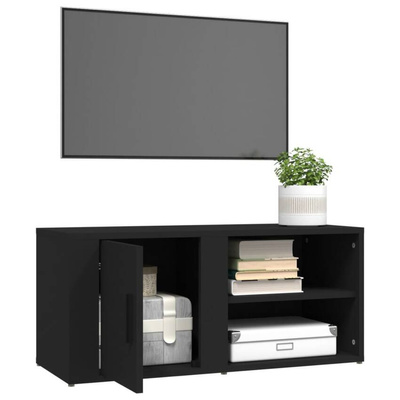 vidaXL Szafka pod TV, czarna, 80x31,5x36 cm, materiał drewnopochodny