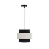 Lampa wisząca z abażurem Benta nowoczesna czarna z kremowym rattanem nad stół