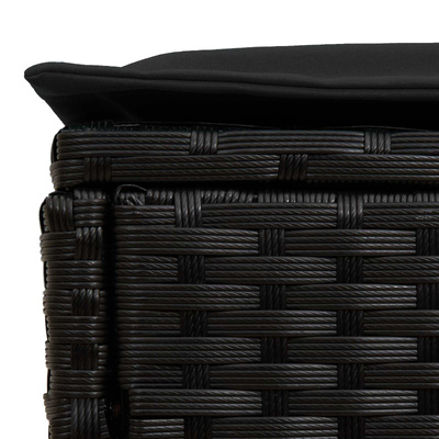 Pufa ogrodowa z poduszką Czarny 80 x 38 x 45 cm Rattan PE