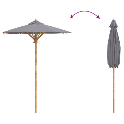 Parasolka ogrodowa Ciemnoszary ? 150 x 210 cm Bambus