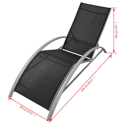 vidaXL Leżaki ze stolikiem, aluminium, czarny