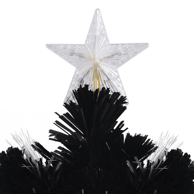Choinka ze śnieżynkami LED, czarna, 210 cm, światłowodowa