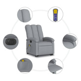 vidaXL Podnoszony fotel masujący, elektryczny, rozkładany, jasnoszary wariant 11