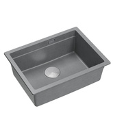 LOGAN 100 GraniteQ zlewozmywak silver stone 59,5x45,1x21,5 cm 1-komorowy podwieszany z syfonem manualnym stal szlachetna