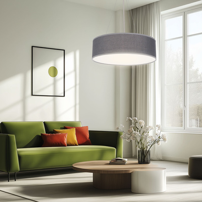 Lampa wisząca z abażurem Kioto szara 40 cm nowoczesna do salonu