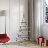 Choinka Stożkowa Świąteczna z podstawą Czarny 154 cm Stal