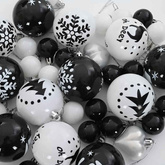 Zestaw Bombek Choinkowych 40 pcs Czarny i Biały