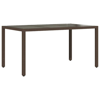 Stół ogrodowy ze szklanym blatem, brąz, 150x90x75cm, polirattan